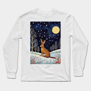 Moonlit Reverie: The Hare's Serenity Long Sleeve T-Shirt